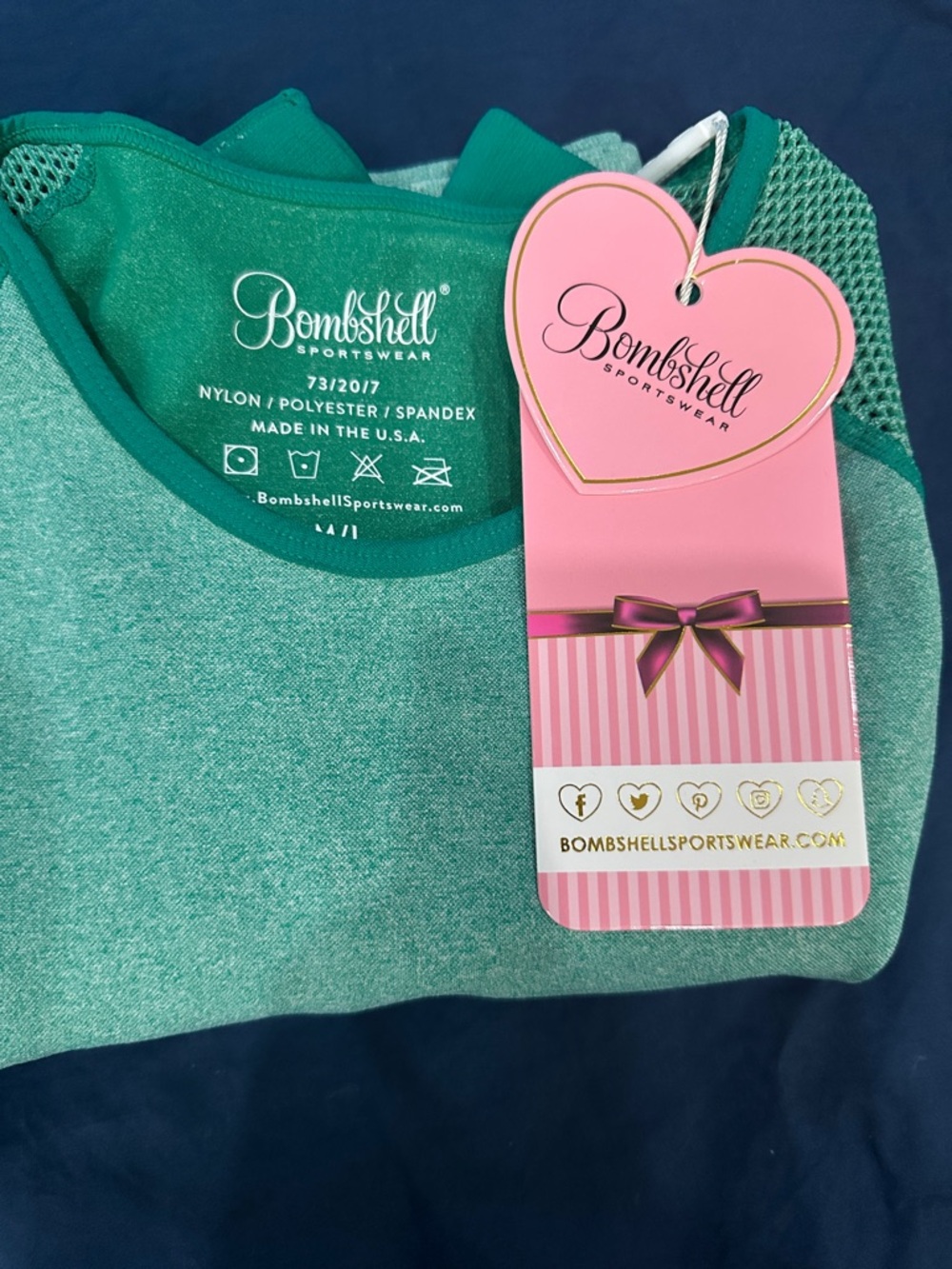 Bombshell Sportswear Teal Green Mesh Crop Top Size M/L - Picture 6 of 7
